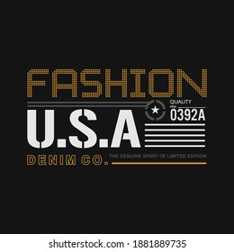 FASHION USA, typography graphic design, for t-shirt prints, vector illustration
