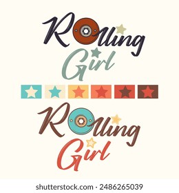 Fashion vector apparel print rolling girl skateboard theme