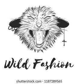 Fashion Vector artistic hand drawn stylish illustration. Wild fashion - Poster, placard, banner. Beauty illustration, logo element design