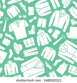 Fashion - Vector background (seamless pattern) of silhouettes men's clothing for graphic design