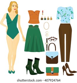 Fashion vector. Day and night fashion set. 