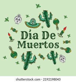 fashion vector drawing conceptual illustration on the theme Dia de muertos