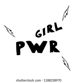 Fashion Vector hipster style poster of woman's power. Girls power lettering with logo design elements isolated from white background. Feminism ideas Illustration. Design and print for T shirts