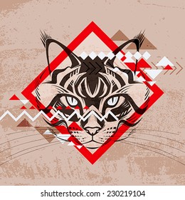 Fashion vector illustration of a cat's head 