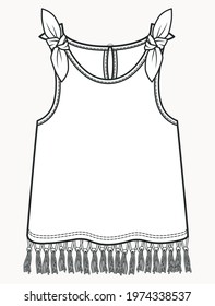 Fashion vector illustration for girls. Girls clothing design template. Fashion technical drawing. T shirt flat sketch FOR GIRLS. Technical drawing of fashion t shirts for girls