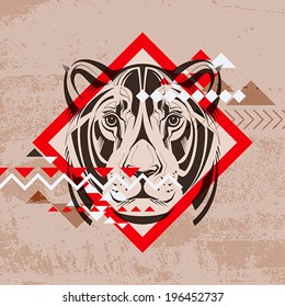 Fashion vector illustration of a lionnes's head