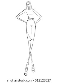 Fashion vector illustration , model posing