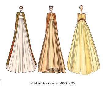 Fashion vector illustration, models, posing, women in modern clothes