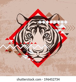 Fashion vector illustration of a tiger's head