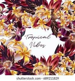 Fashion vector illustration with  tropical yellow mango flowers in vintage style