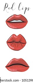 Fashion vector lips set.Vector illustration with lettering. Fashion card.  Wall decor.  Feminine card. Woman poster with lips.
