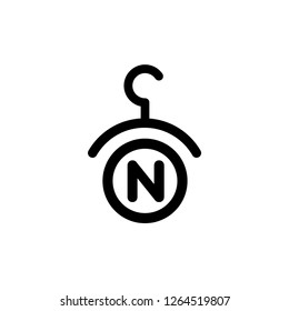 Fashion vector logo. Clothes hanger logo. Letter N logo. Tailor emblem. Wardrobe icon