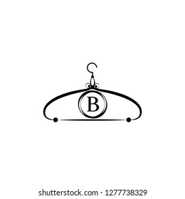 Fashion vector logo. Clothes hanger logo. Letter R logo. Tailor emblem. Wardrobe icon - Vector design