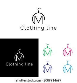 Fashion Vector Logo. Clothing Line Logo Design. Letter M Letter Logo. Tailor Emblem. Wardrobe Icon