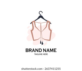 Fashion vector logo design with hanger and dress illustration vector