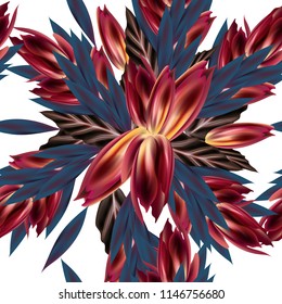 Fashion vector pattern with tropical flowers in vintage style