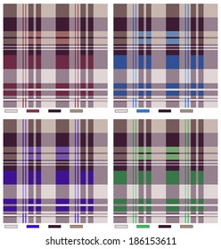 Fashion vector plaid pattern with spring color variations.