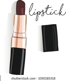 Fashion vector poster with lipstick.Vector illustration with lettering. Fashion card.   banner. Wall decor. Fashion print. Feminine card. Woman poster with lipstick.
Fashion print and slogan  