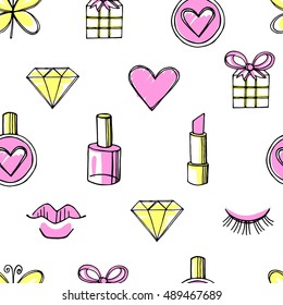 Fashion vector seamless pattern. Beauty background