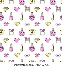 Fashion vector seamless pattern. Beauty background