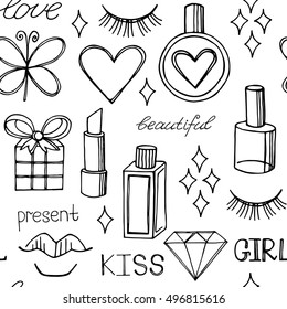 Fashion vector seamless pattern. Beauty vector background