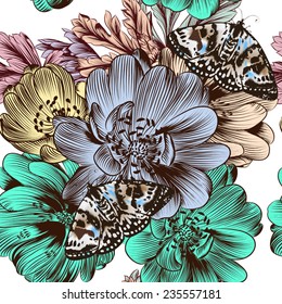 Fashion vector seamless pattern with pastel flowers