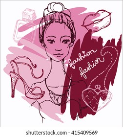 Fashion vector set. Fashion girl vector. Vector illustration.