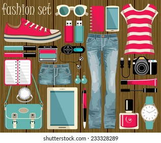 Fashion vector set in a style flat design