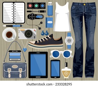 Fashion vector set in a style flat design