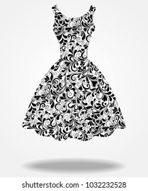 Fashion vector silhouette of isolated back dress. EPS8.