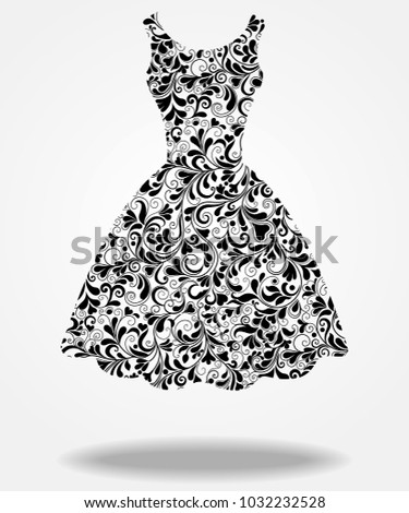 Fashion vector silhouette of isolated back dress. EPS8.