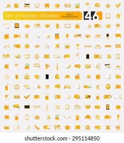 fashion vector sticker icons with shadow. Paper cut