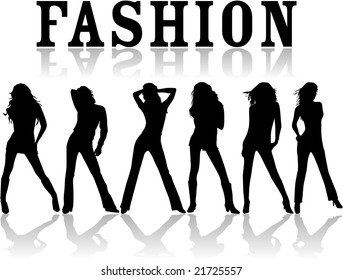 Fashion - vector work , black silhouettes