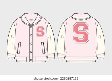 FASHION VERSITY JACKET FLAT SKETCH TECHNICAL TEMPLATE