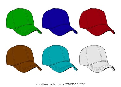 Fashion and vintage man hat collection image. Flat design style. Vector cartoon illustration