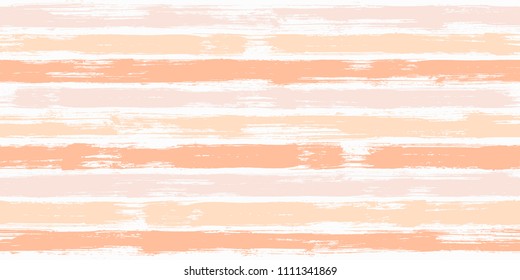 Fashion watercolor brush stripes seamless pattern. Pink and orange paintbrush lines horizontal seamless texture for background. Hand drown paint strokes design artwork. For fabric.