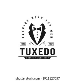 Ropa de moda para hombres, diseño de logotipo vintage de cola de Tuxedo