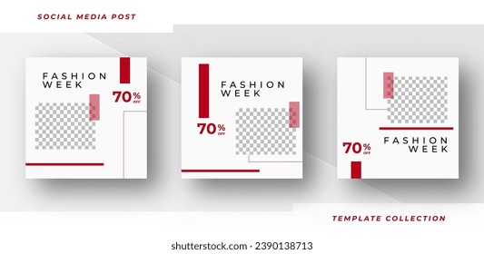 Fashion week collection Minimalist of editing square banner social media post advertising headline text here templates.