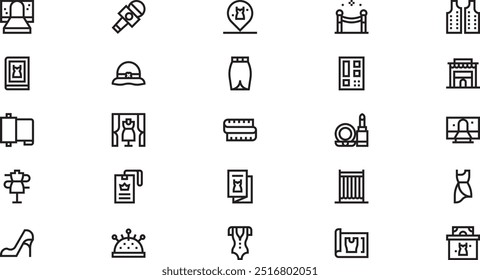 Fashion week icons High-Quality Vector Icons Collection with Editable Stroke. Ideal for Professional and Creative Projects.