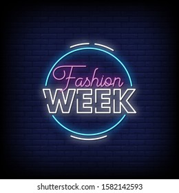 Fashion Week Neon Signs Style Text Vector