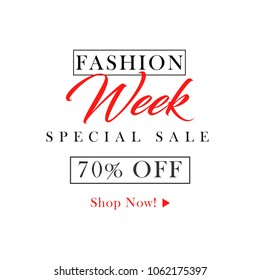 Fashion Week Special Sale 70% off Vector Template Design Illustration