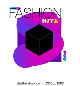 fashion week template. 2019 concept acid design. new 80s style. summer night party background