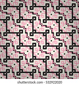 Fashion white fancy seamless pattern background in labyrinth style.