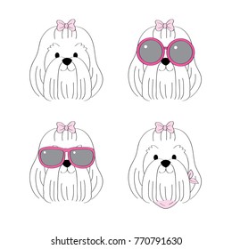 Fashion white long maltese dog vector.