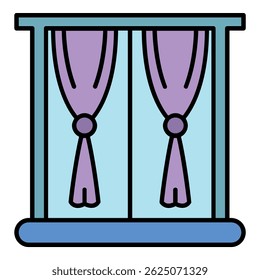 Fashion window drapery icon. Outline fashion window drapery vector icon color flat isolated on white