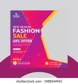 Fashion Winter Promotion offer discount sale social media post template post design, Editable web banner, square flyer templates