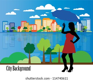 Fashion woman with city background