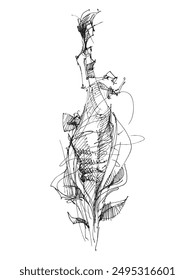 Fashion, Woman in a clothes, Figure of a girl, Sketch of a female body, fashionable clothes