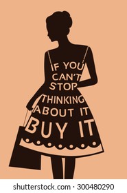 Fashion woman in dress from  quote. Vector