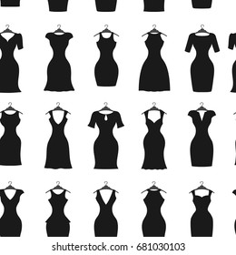 Fashion Woman dresses ,seamless pattern background.Vector.Short elegant little black lady dresses. Apparel illustration.